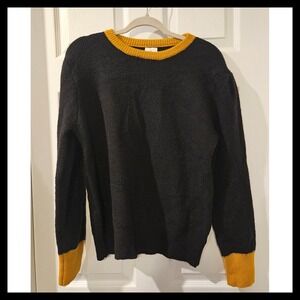 J. Marie Colorblock Sweater Medium Black‎ Mustard Boutique Soft Knit Cozy Fall